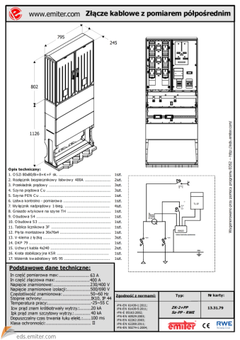 Szafka pomiarowa dla układu półpośredniego - karta katalogowa