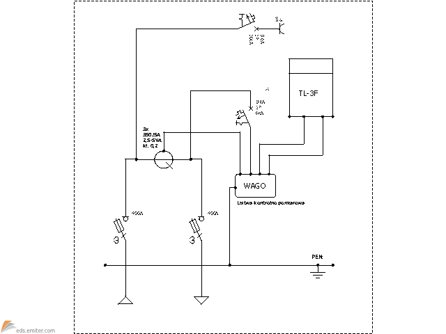 Szafka pomiarowa dla układu półpośredniego - schemat elektryczny